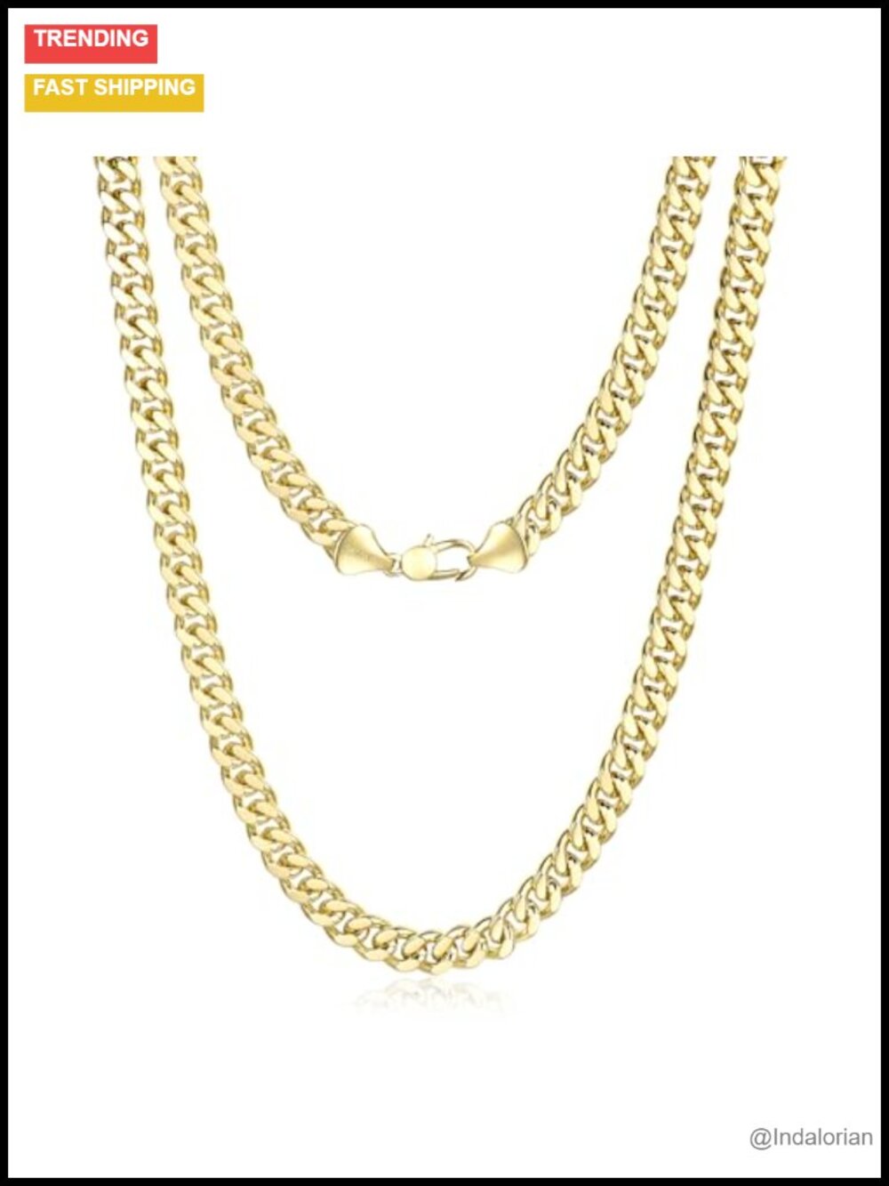 14K Gold Cuban Link Chain Necklace 8mm Unisex Lobster Clasp 18in
